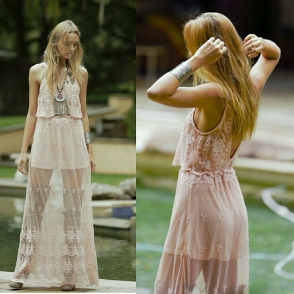 Arnhem Arabella Lace Maxi Dress in Blush